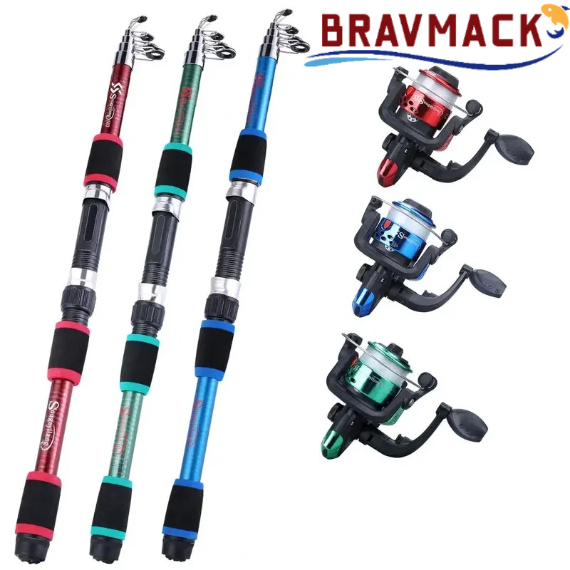 Fishing Rod Spinning - BRAVMACK Vara de Pesca Telescópica Kit