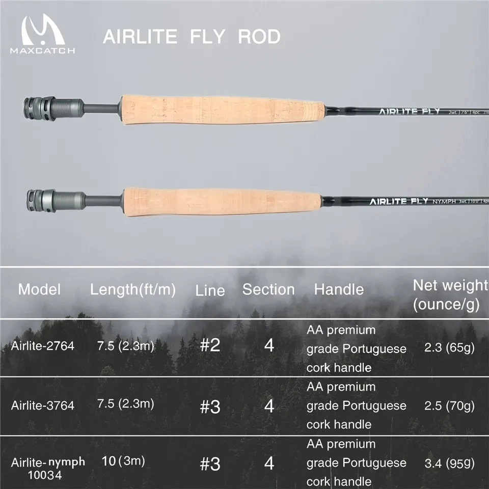 Maximumcat 7.5-10ft 2/3wt airl - Fishing Rod Carbon Fiber avaliação e preço