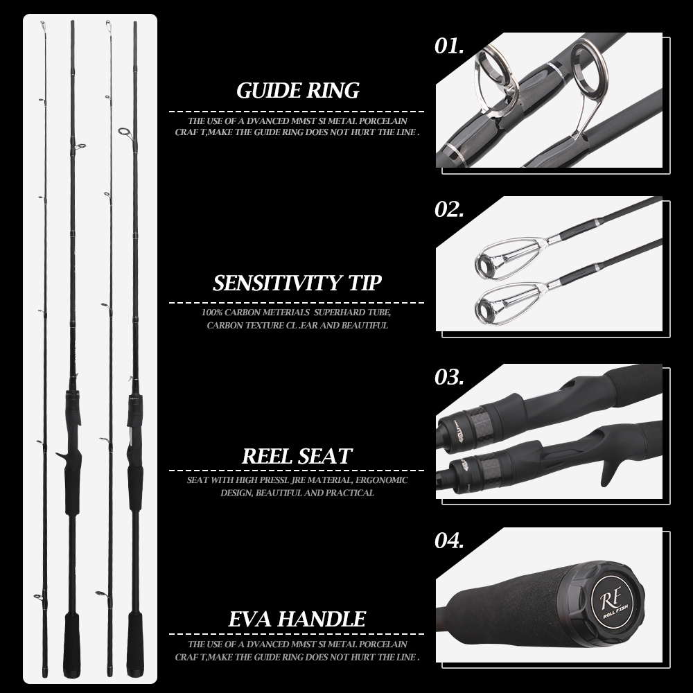 Vara de Pesca ROLLFISH em Fibr - Fishing Rod Carbon Fiber avaliação e preço